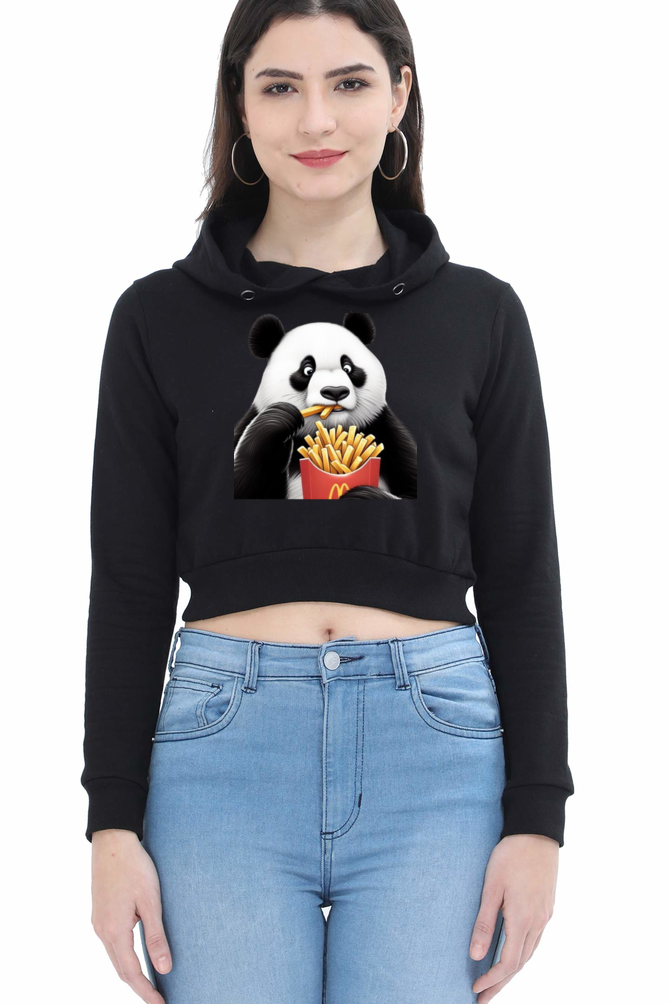 Panda & Fries Crop Hoodie