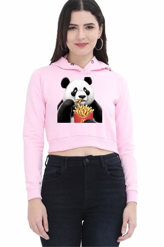 Panda & Fries Crop Hoodie