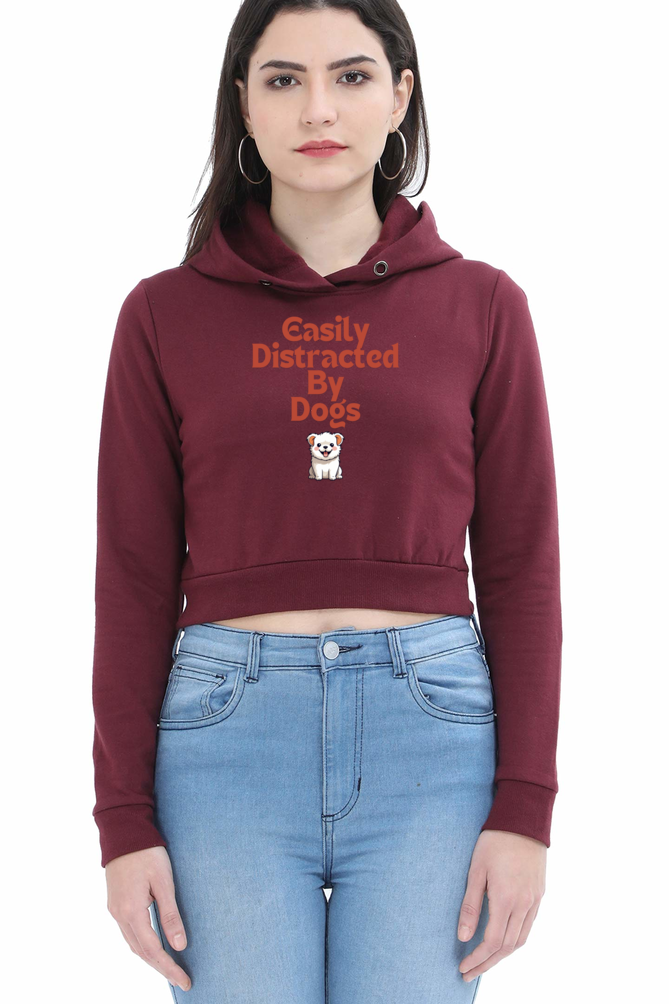 Easily Distracted By Dogs Crop Hoodie