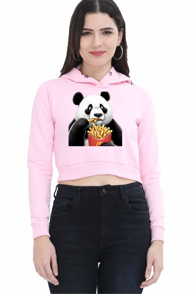 Panda & Fries Crop Hoodie