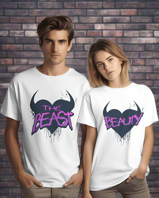 Beauty & The Beast Premium Couple Oversize T-Shirts