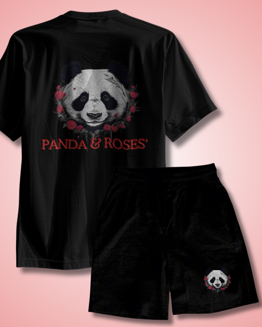 Panda & Roses Black Co-ord Set