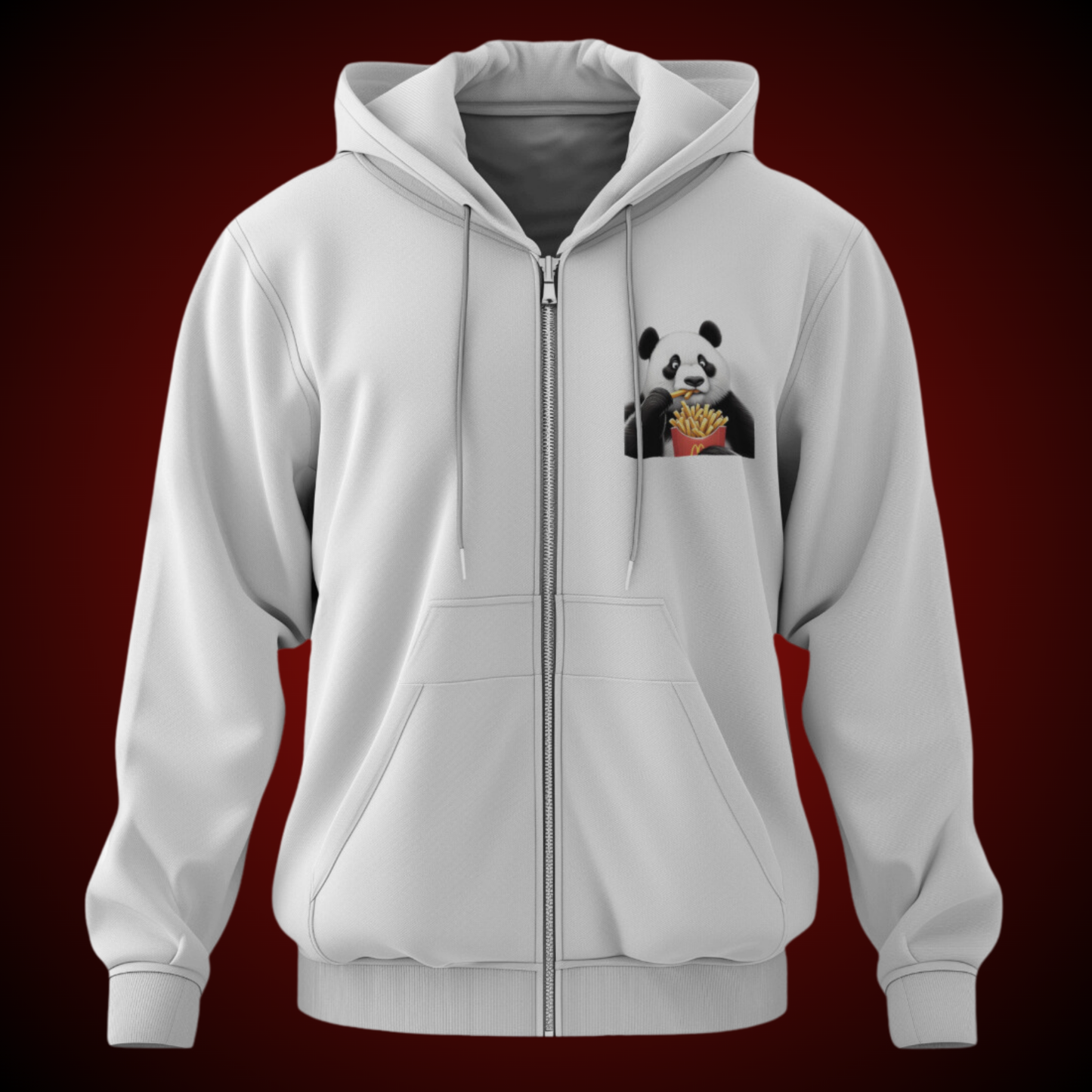 Panda and Fries Zipper Hoodie
